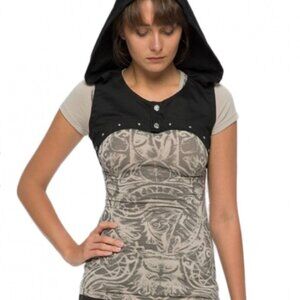 Psylo Laga vest: cropped, hooded, studded